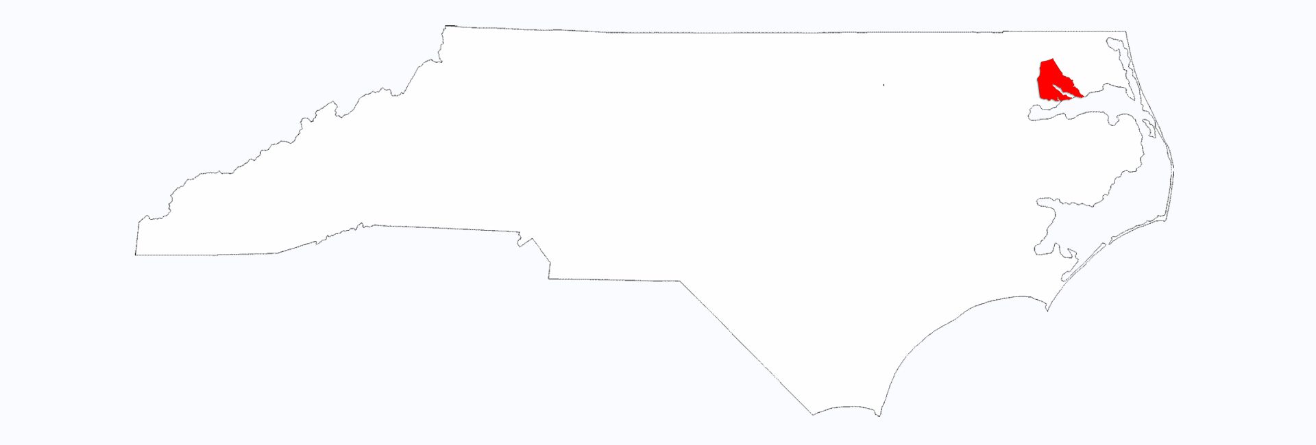 A white map of the state of north carolina.